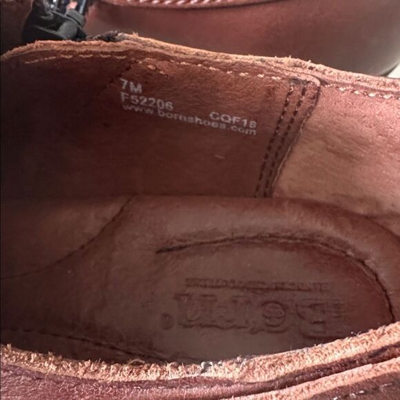 Born Rich Brown Leather Ankle Booties Boots Side Zipper Block Heel Size 7M EUC - Picture 5 of 13